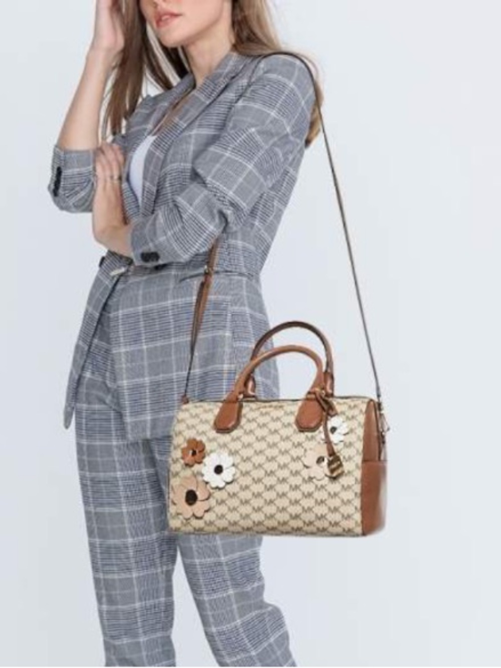 Monogram Floral Appliqué Satchel Mercier - Picture 8 of 16